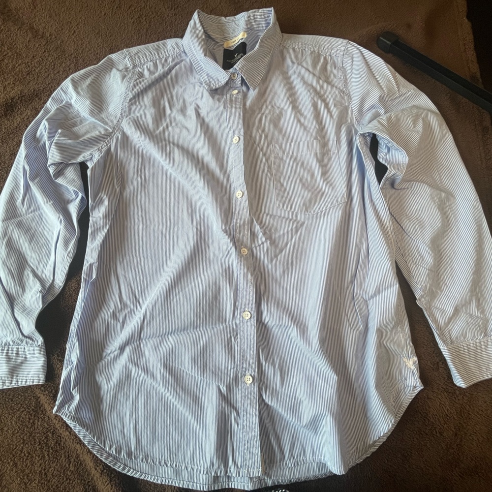 American Eagle Outfitters Sky Blue Button-Down Shirt